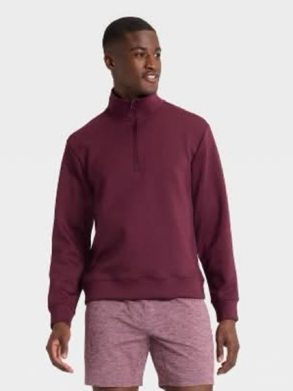all in motion Men's Quarter-Zip Performance Pullover - Wine